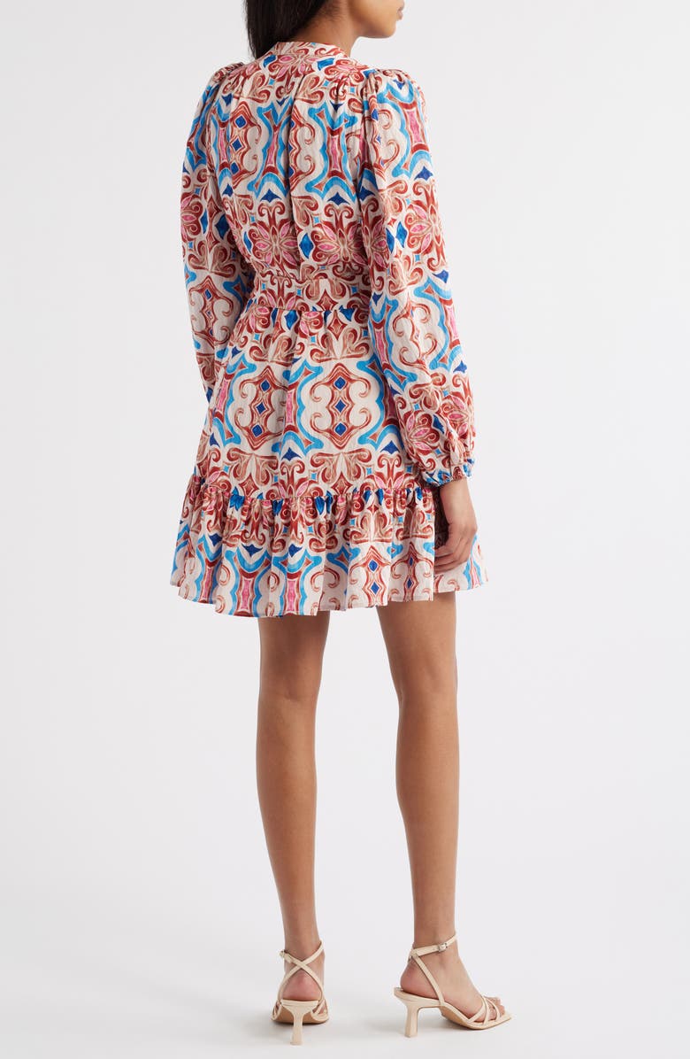 Sam Edelman Tile Print Long Sleeve Minidress, Alternate, color, Pink Multi