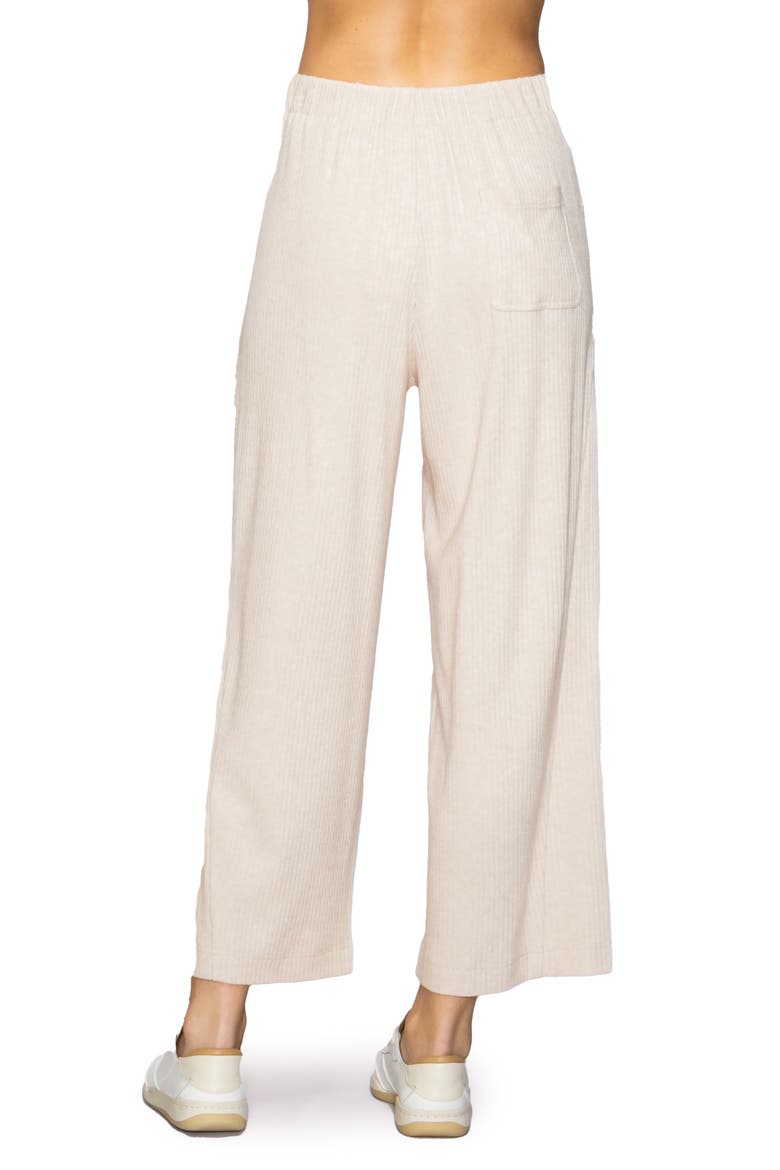 Rib Crop Wide Leg Pants, Alternate, color, HEATHER TAUPE
