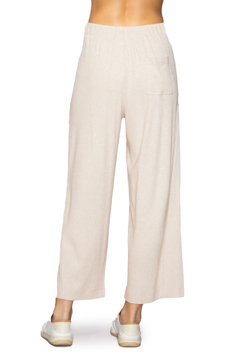 MELLODAY Rib Crop Wide Leg Pants, Alternate, color, Heather Taupe
