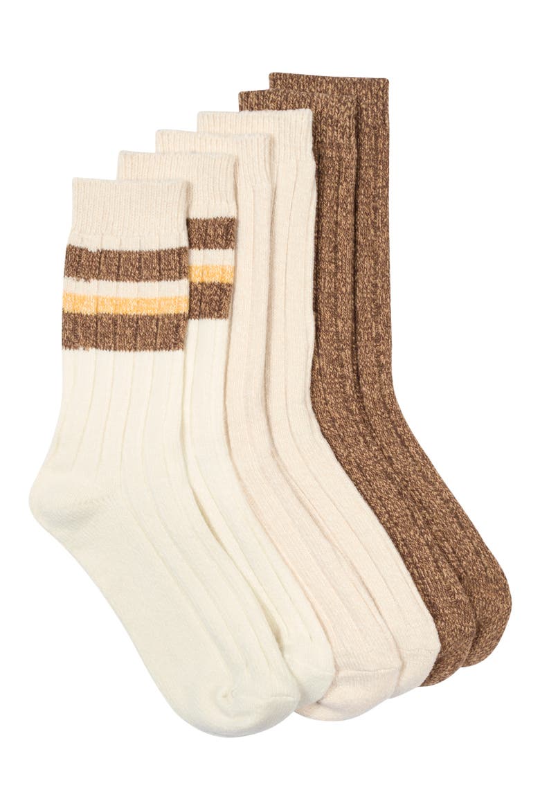 Assorted 3-Pack Boot Socks, Main, color, OATMEAL STRIPE BEIGE MULTI