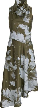 Donna Karan New York Floral Print Asymmetric Midi Dress