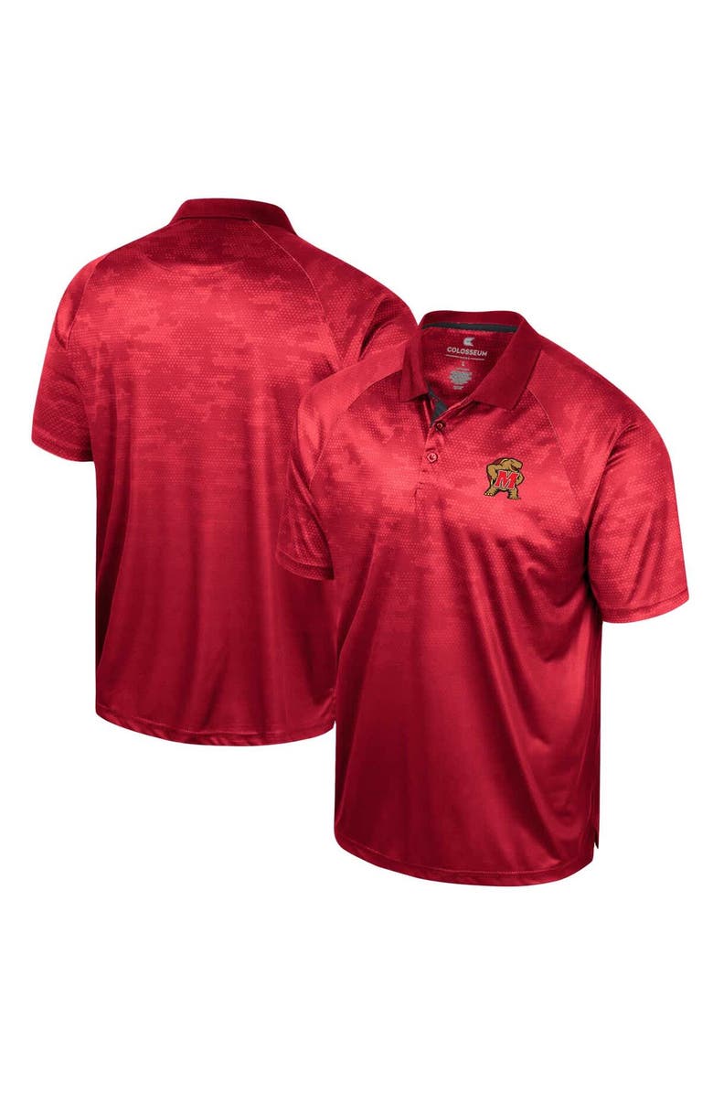 COLOSSEUM Men's Colosseum Red Maryland Terrapins Honeycomb Raglan Polo, Main, color, Red