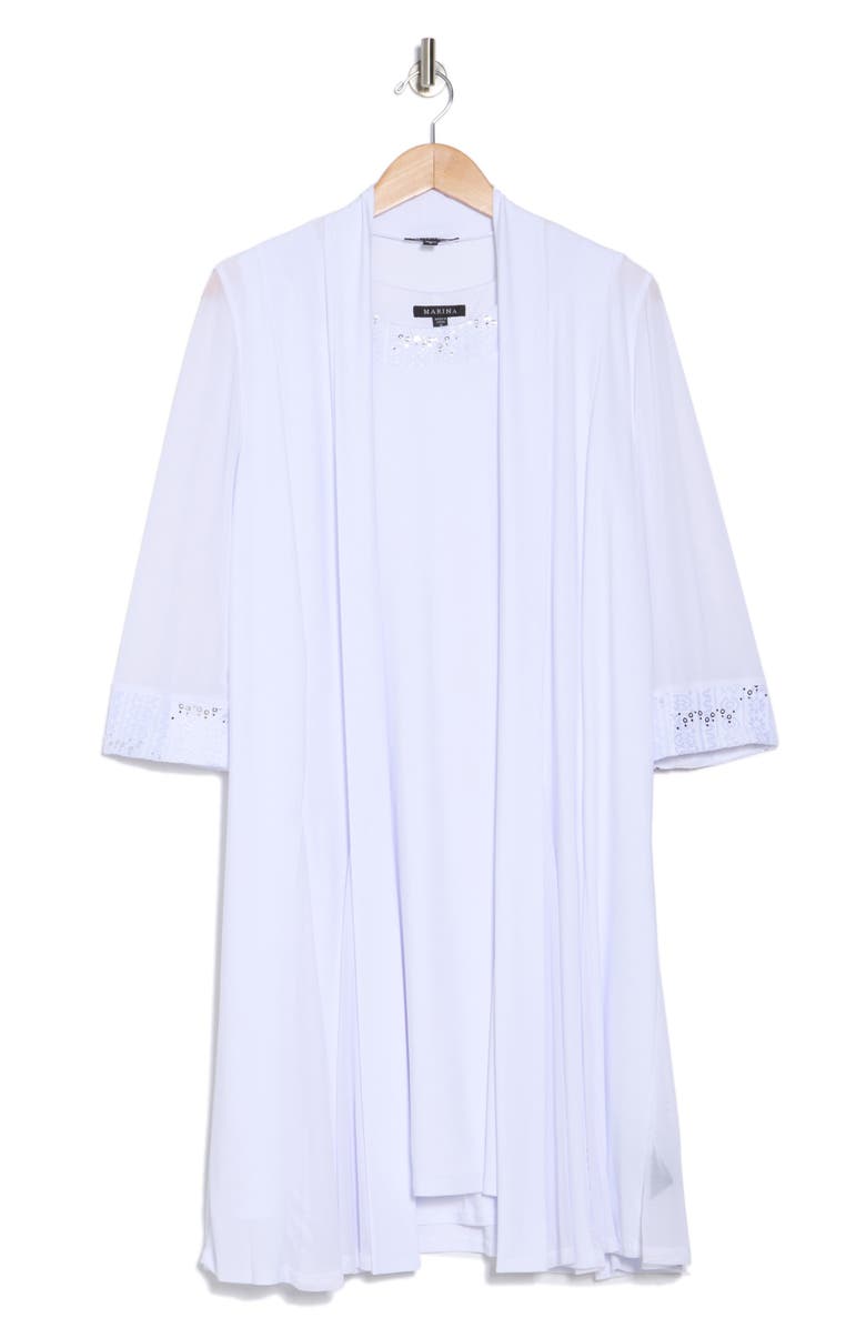 Marina Sequin Embellished Shift Dress with Jacket, Alternate, color, White