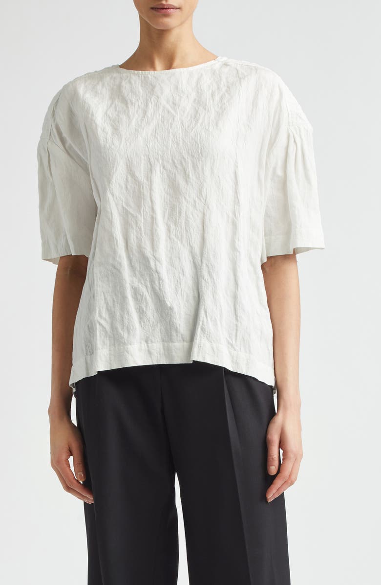 Proenza Schouler Hansly Crinkle Cotton Blend Top, Main, color, Off White