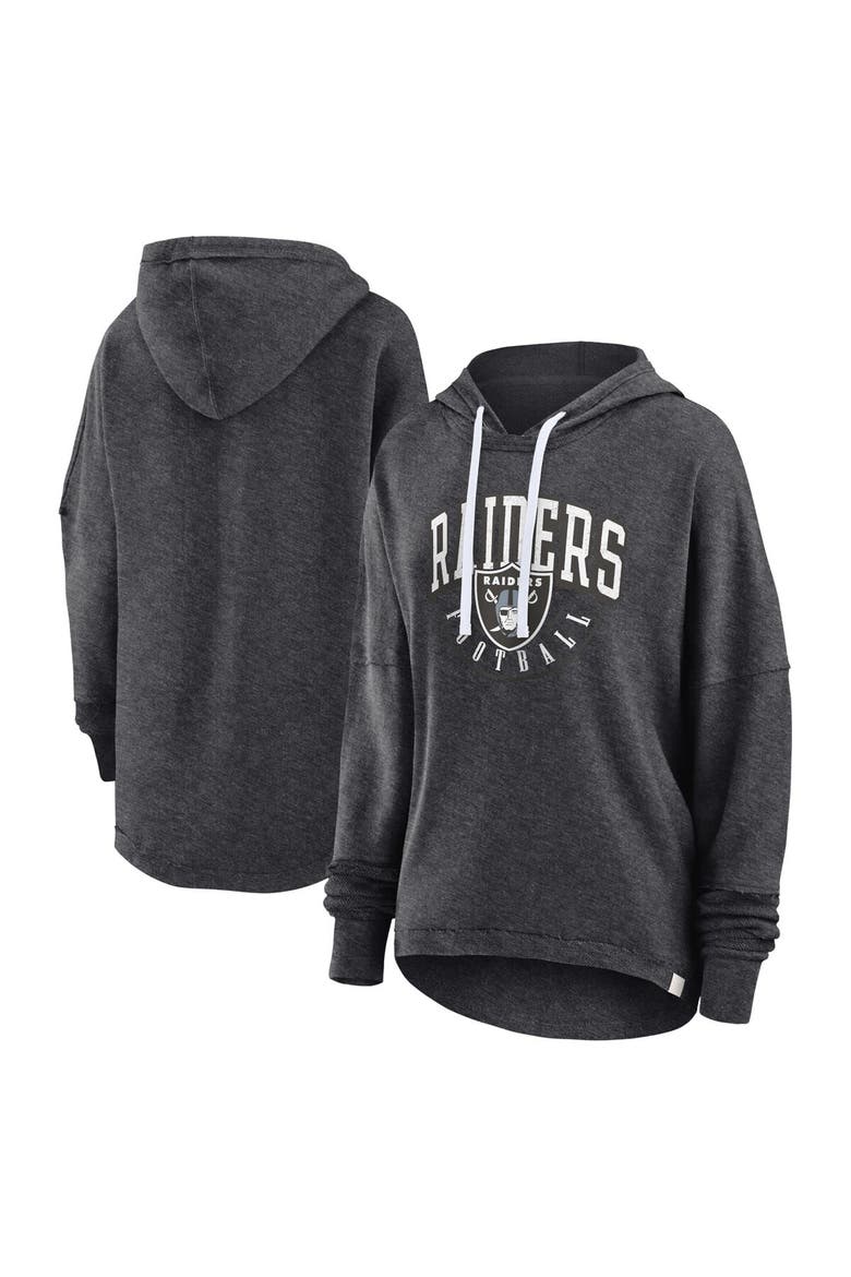 Women's Fanatics Branded Charcoal Las Vegas Raiders Lightewight Modest Crop Lounge Helmet Arch Pullover Hoodie, Alternate, color, Charcoal
