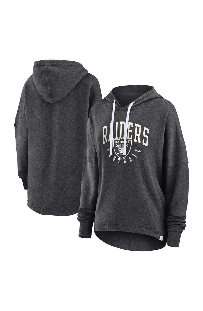 FANATICS Women's Fanatics Branded Charcoal Las Vegas Raiders Lightewight Modest Crop Lounge Helmet Arch Pullover Hoodie, Alternate, color, Charcoal