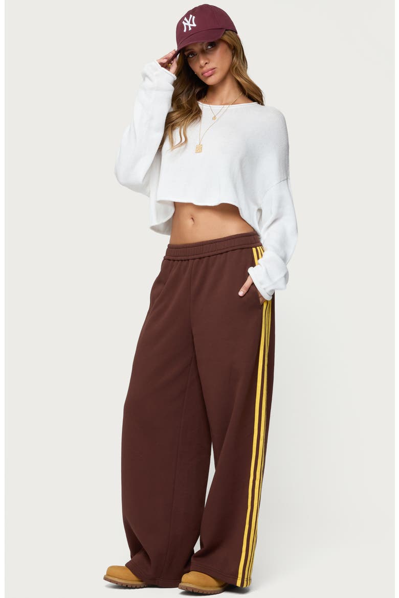 Sorin Side Stripe Wide Leg Sweatpants, Alternate, color, BROWN