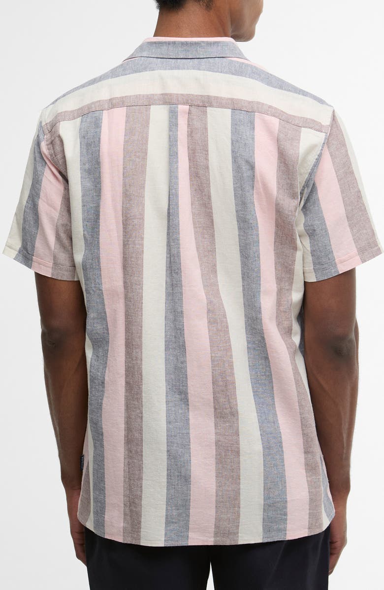 Barbour Portwell Stripe Summer Fit Short Sleeve Button-Up Shirt, Alternate, color, Pink