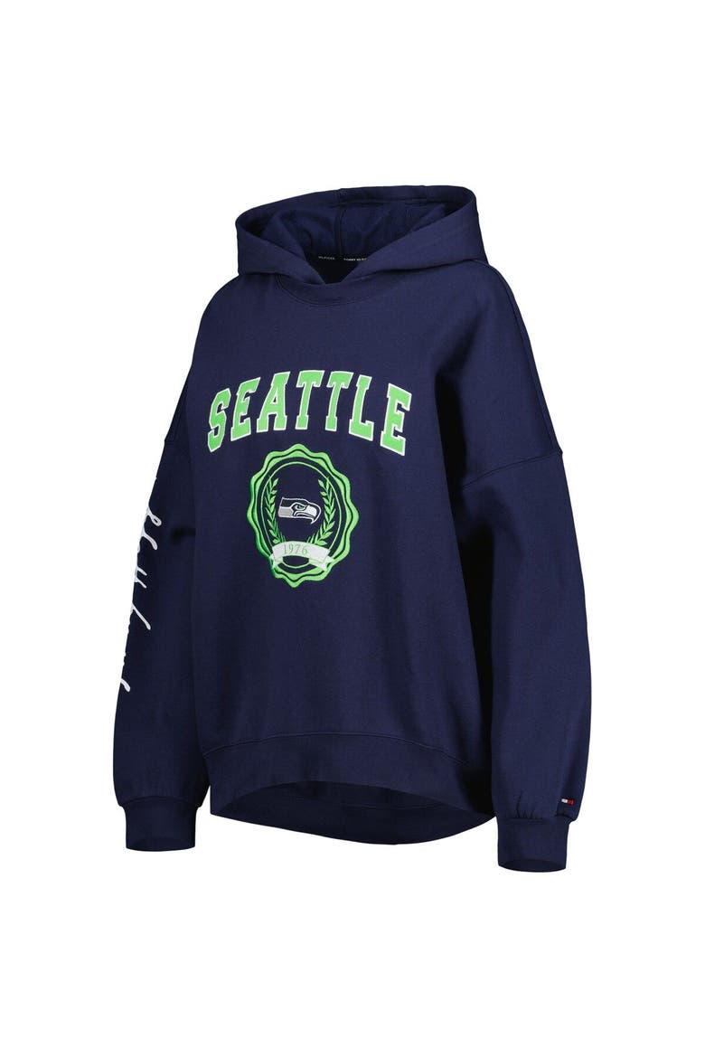 Women's Tommy Hilfiger College Navy Seattle Seahawks Becca Drop Shoulder Pullover Hoodie, Alternate, color, Navy