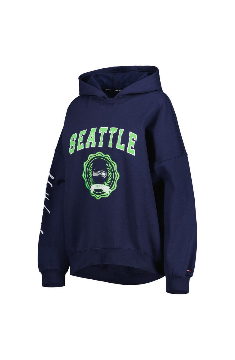 Tommy Hilfiger Women's Tommy Hilfiger College Navy Seattle Seahawks Becca Drop Shoulder Pullover Hoodie, Alternate, color, Navy