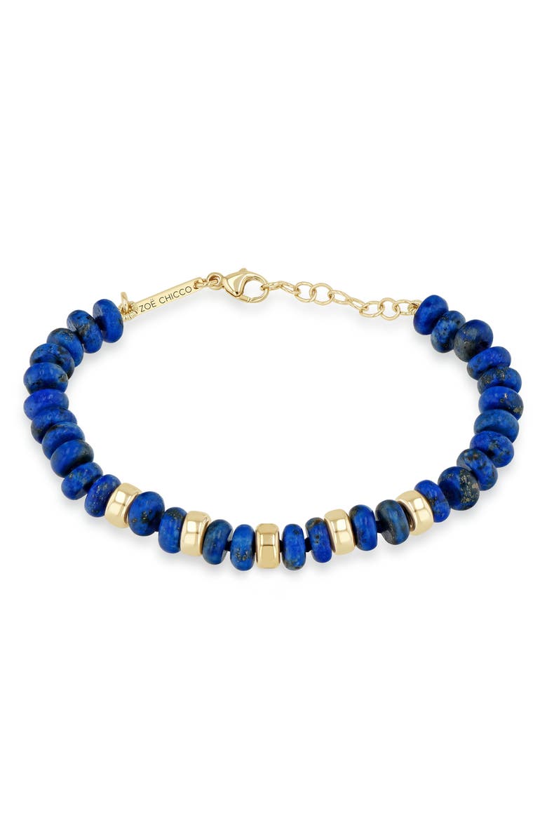 Zoë Chicco 14K Yellow Gold Lapis Lazuli Beaded Bracelet, Main, color, 14K Yellow Gold