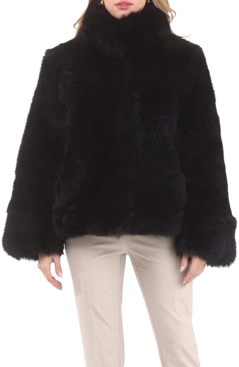 GORSKI Genuine Shearling Chevron Jacket, Horizontal Bottom and Reversible, Main, color, Black/Black