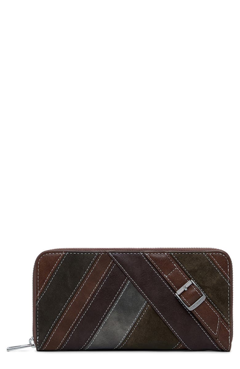 Desigual Faux Leather Continental Wallet, Main, color, Brown