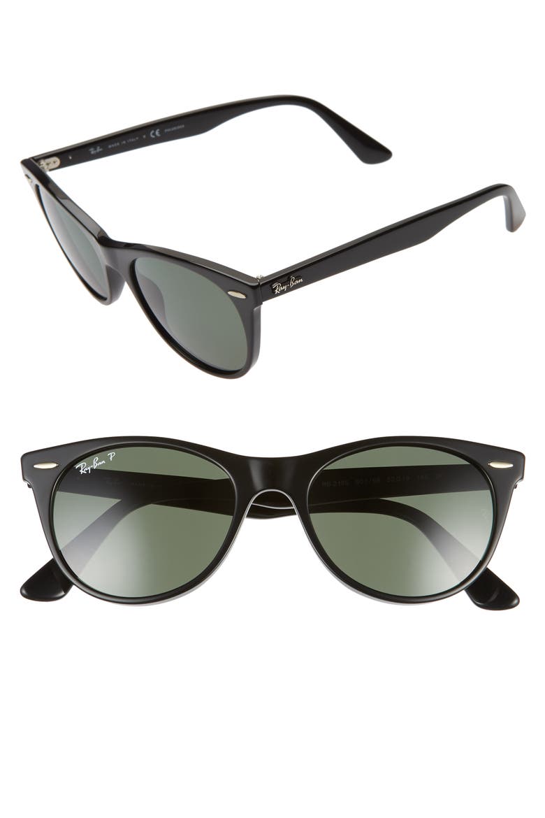 52mm Polarized Square Sunglasses, Main, color, BLACK