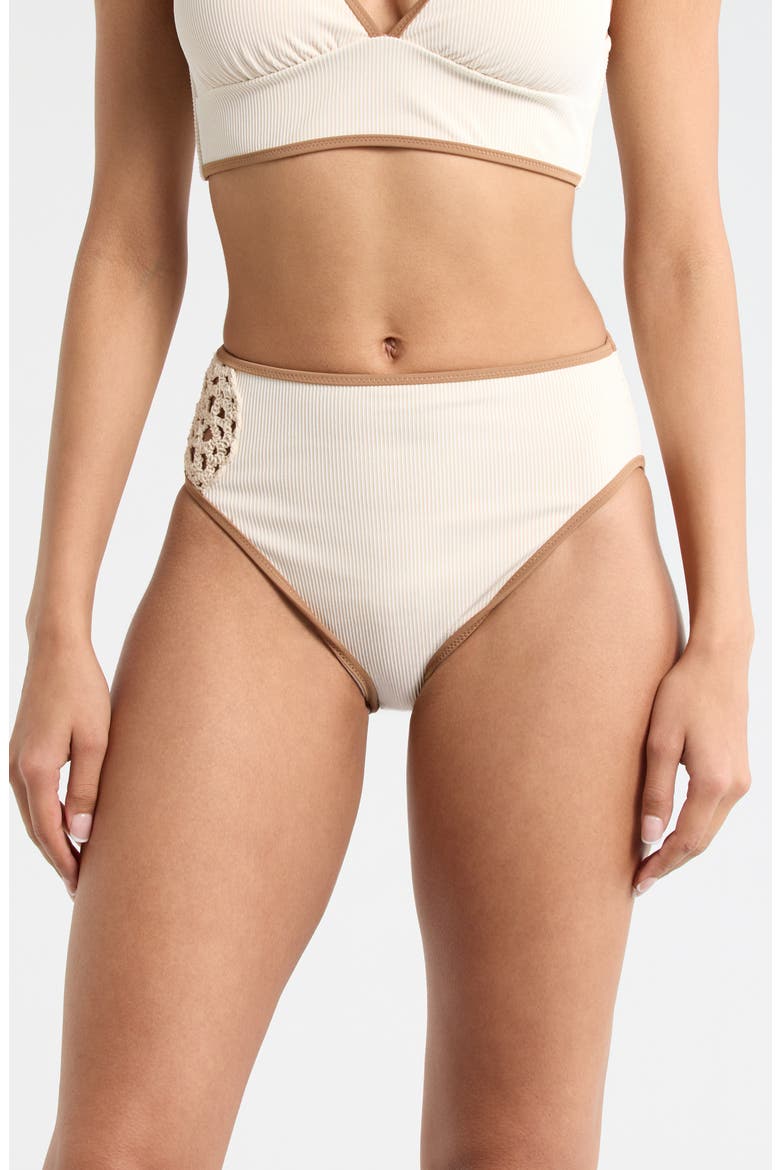 High Waist Bikini Bottoms, Main, color, WHITE SAND