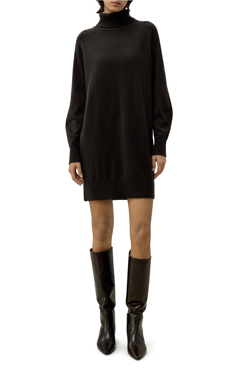 Lilysilk Women's Wool-Cashmere Turtleneck Sweater Dress, Main, color, Espresso