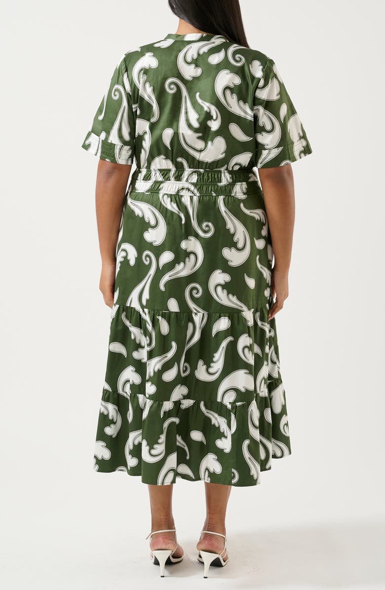 Estelle Sandswept Faux Wrap Midi Dress, Alternate, color, Green Print