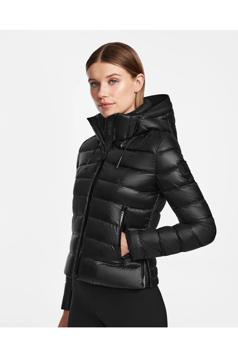 MELISSA Women's Lightweight Black Puffer Coat with Removable Hood, Alternate, color, Black