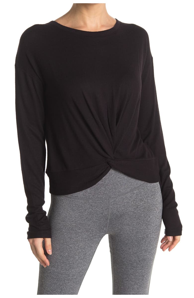 Z by Zella Crescent Long Sleeve Twisted Hem T-Shirt, Main, color, 