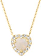 EFFY Opal Heart & Diamond Halo Pendant Necklace