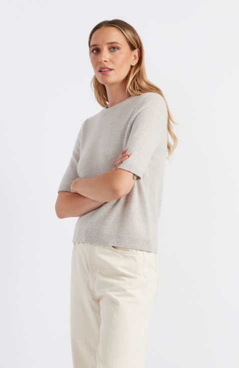 Cloud Cashmere Short Sleeve Sweater Tee