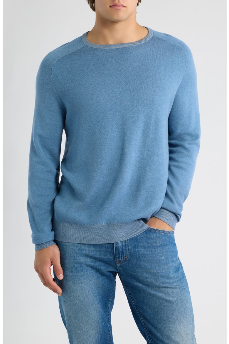 Plaited Crewneck Sweater, Main, color, CLUB BLUE