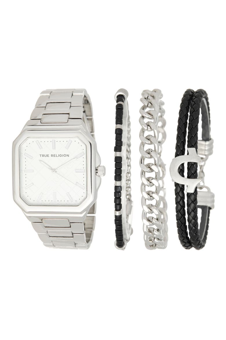 Square Quartz Bracelet Watch, 40mm, Main, color, SILVER