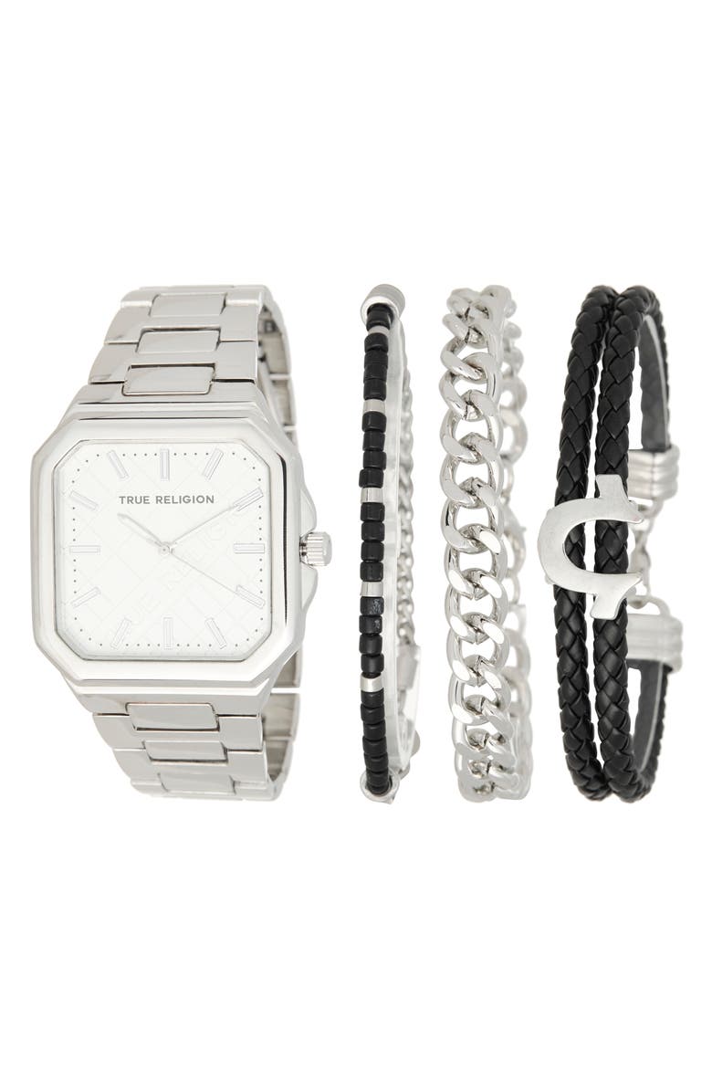 True Religion Square Quartz Bracelet Watch, 40mm, Main, color, Silver