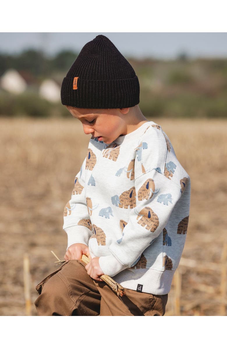 Deux par Deux Long Sleeve Crew Neck Fleece Sweatshirt Mammoth, Main, color, Beige