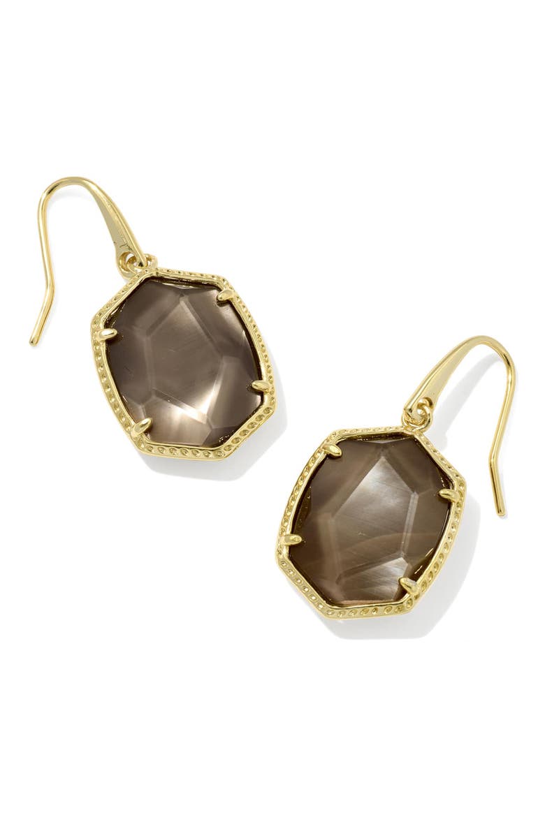 Daphne Frame Stone Drop Earrings, Main, color, GOLD TAUPE MOTHER OF PEARL