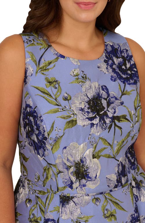 Shop Adrianna Papell Floral Jacquard Fit & Flare Cocktail Dress In Blue Multi