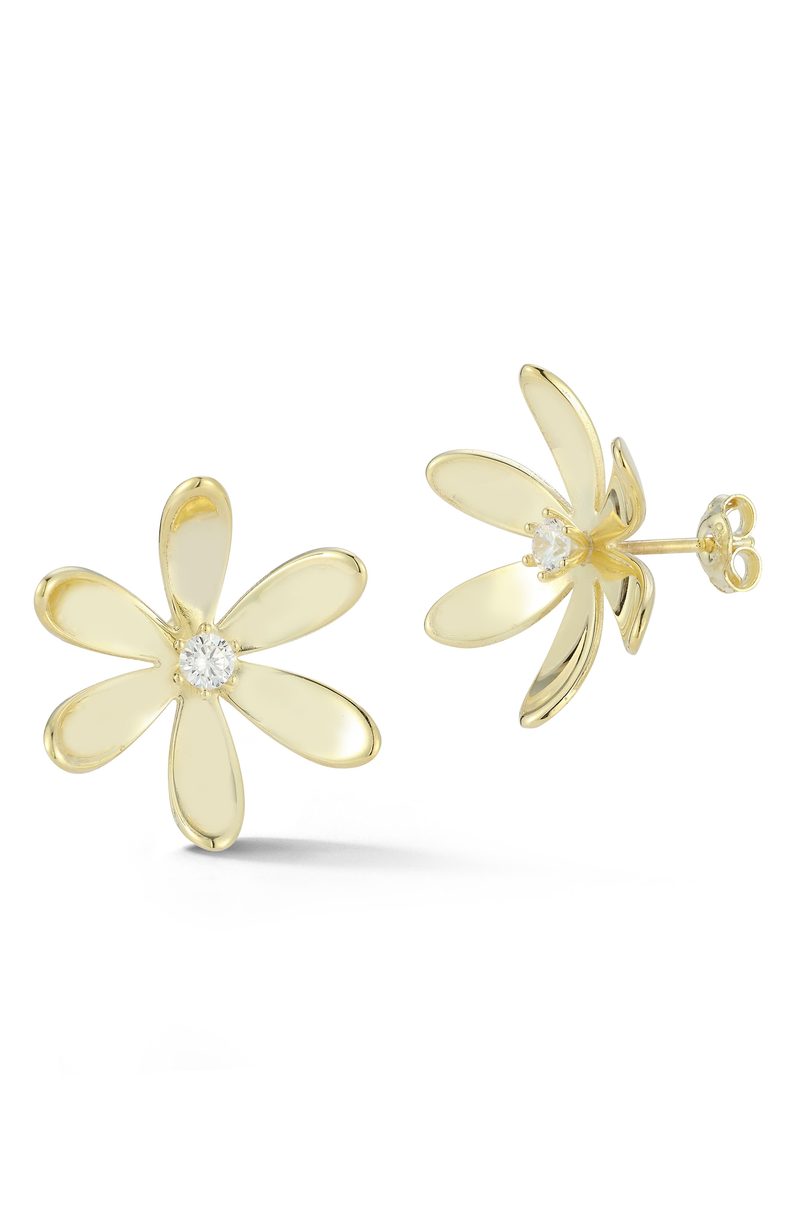 14k Gold Plate Flower Stud Earrings