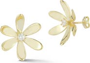 SPHERA MILANO 14k Gold Plate Flower Stud Earrings
