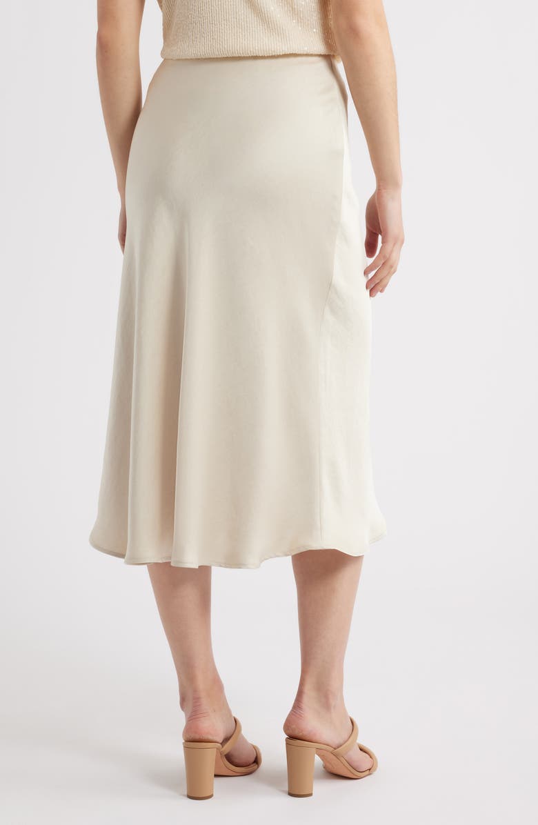 Anne Klein Pull-On Satin Bias Cut Skirt, Alternate, color, Light Parchment