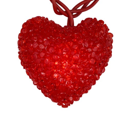 Northlight 10-count Red Heart Mini Valentine's Day Light Set, 7.5ft Red Wire In Red