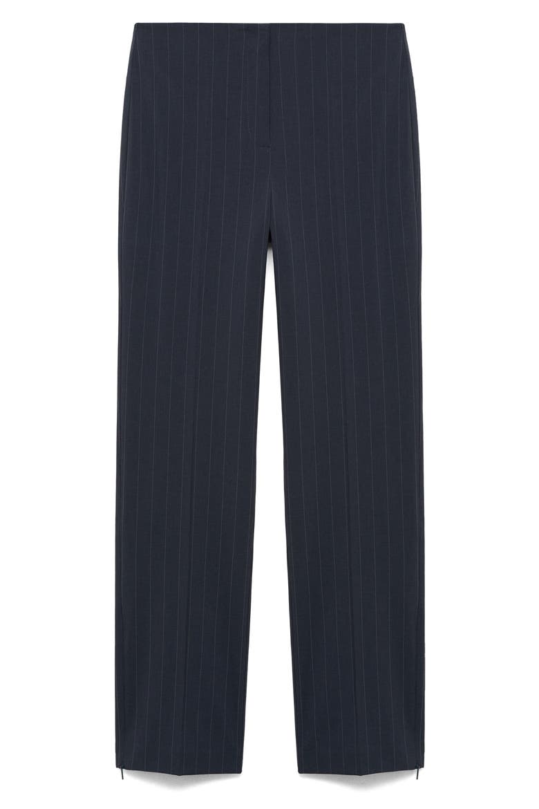 Chalk Stripe Straight Leg Trousers, Main, color, DARK NAVY
