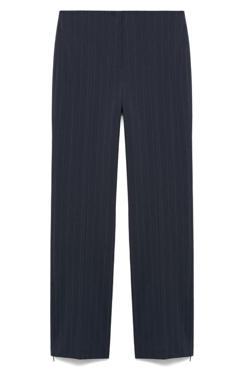 Chalk Stripe Straight Leg Trousers