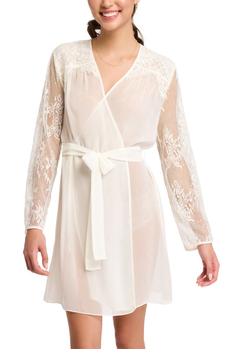 Rya Collection Giselle Lace Accent Chiffon Cover-Up Robe, Alternate, color, 