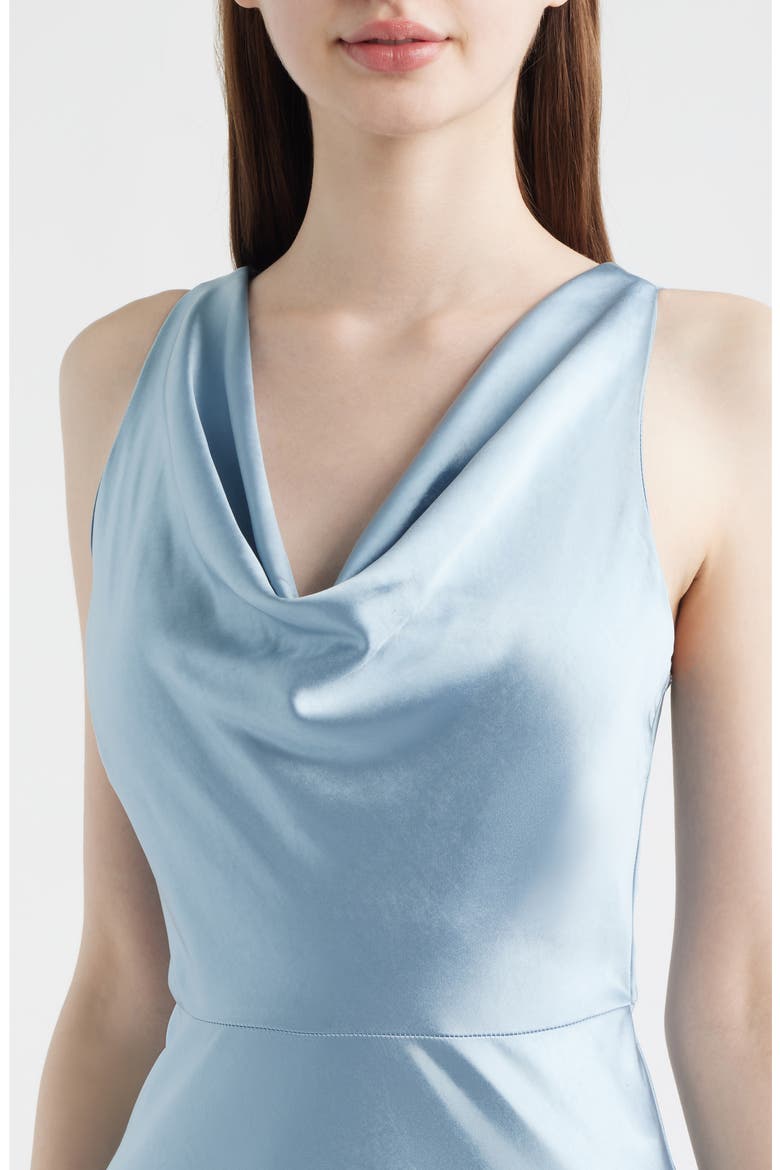 Chandler Cowl Neck Sleeveless Satin Gown, Alternate, color, SKY BLUE