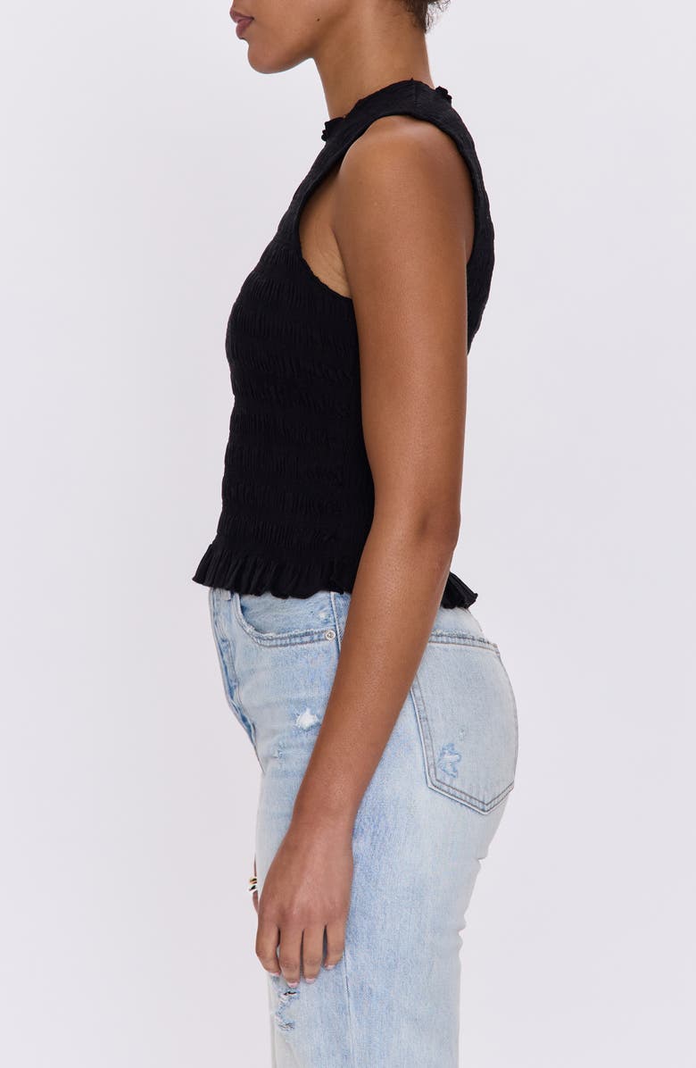 Pistola Phoebe Sleeveless Smocked Stretch Cotton Tank, Alternate, color, Noir