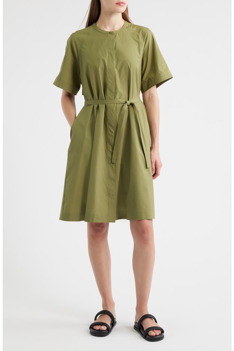 Tie Waist Cotton Midi Dress, Main, color, GREEN MEDIUM