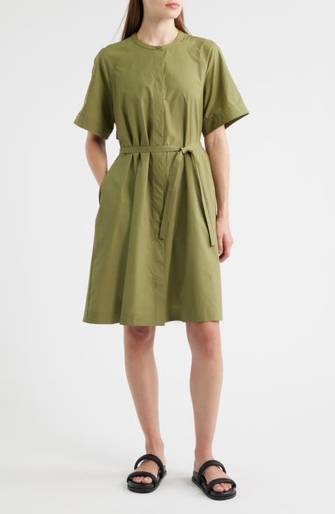 Tie Waist Cotton Midi Dress