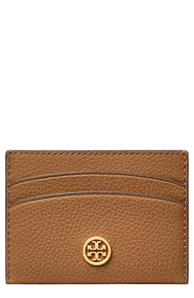 Tory Burch Robinson Pebble Leather Card Case, Main, color, 