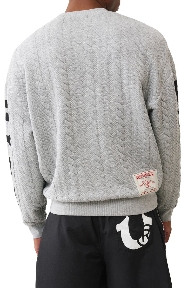 True Religion Logo Appliqué Quilted Graphic Sweatshirt, Alternate, color, Heather Grey