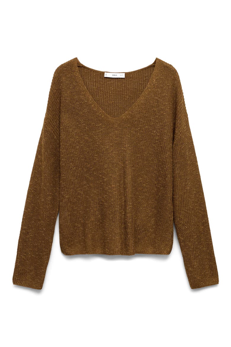 V-Neck Sweater, Alternate, color, TOBACCO BROWN