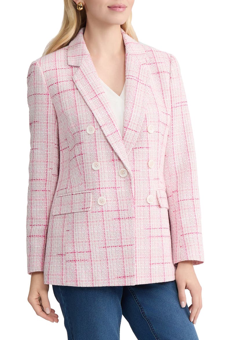 Faux Double Breasted Tweed Jacket, Alternate, color, PETAL PINK MULTI