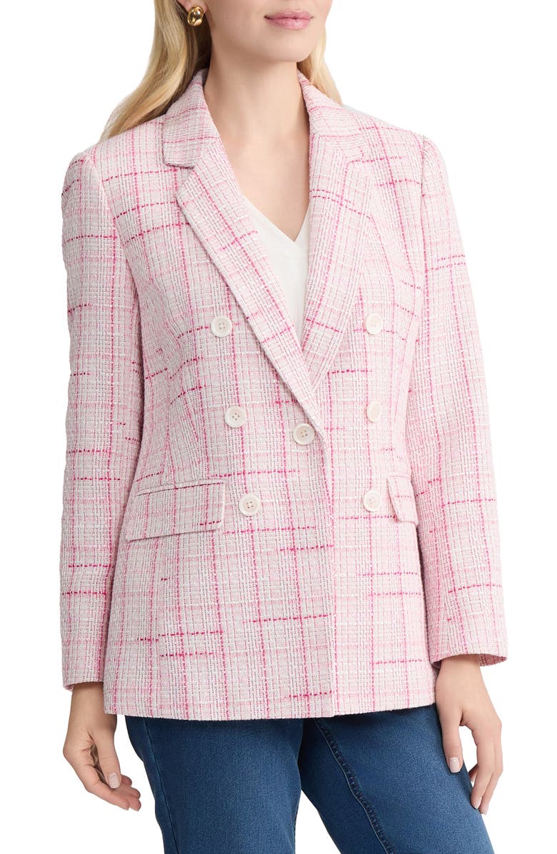 Jones New York Faux Double Breasted Tweed Jacket, Alternate, color, Petal Pink Multi
