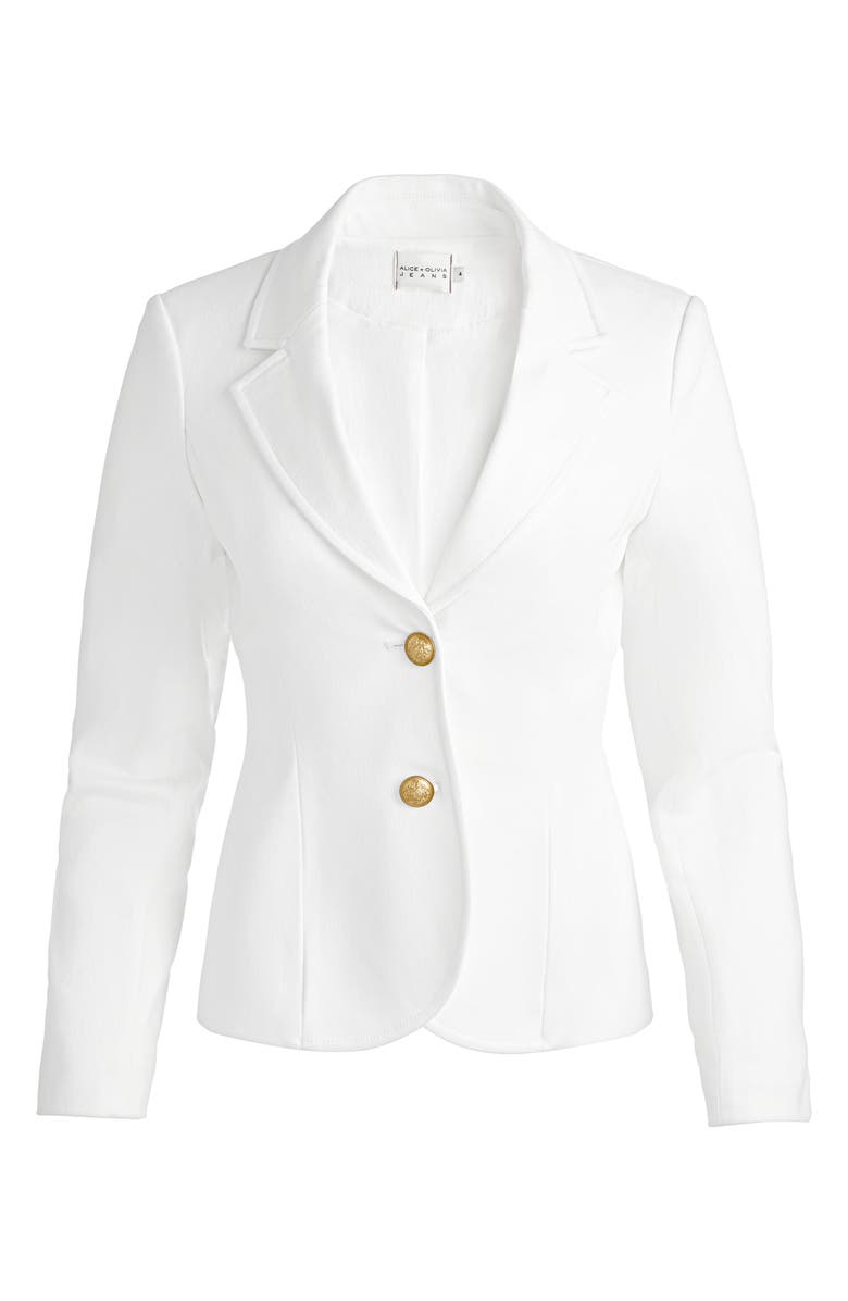 Alice + Olivia Iana Sculpted Denim Blazer, Alternate, color, Off White