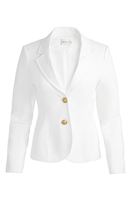 Shop Alice And Olivia Alice + Olivia Iana Sculpted Denim Blazer In Off White
