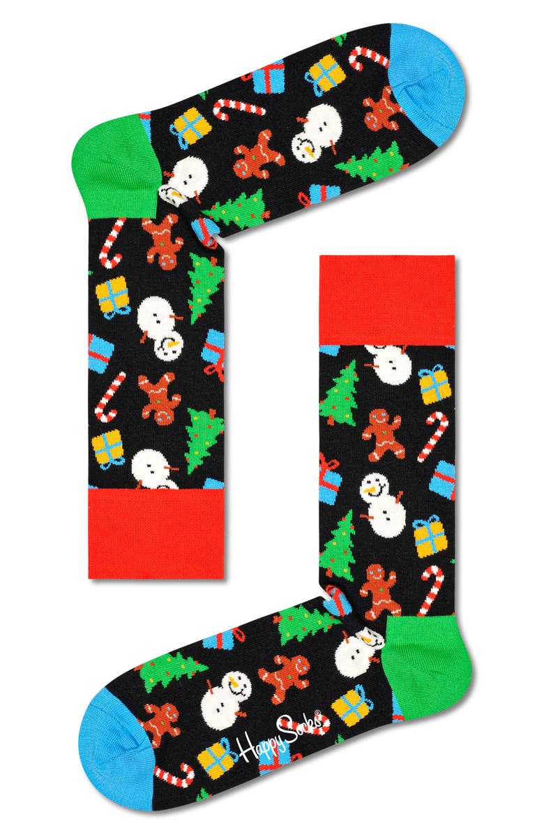 Happy Socks Assorted 2-Pack Big Dot Snowman Crew Socks Gift Set, Alternate, color, Red
